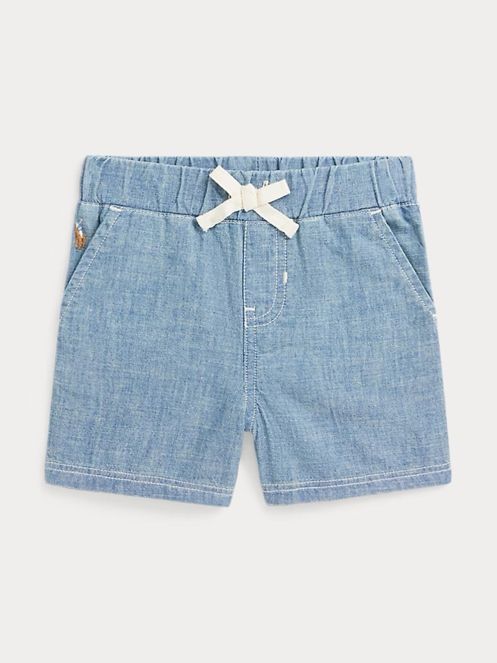 Ralph Lauren Indigo Cotton Chambray Drawstring Shorts